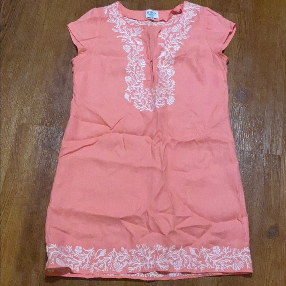 Pink dress with white coral design